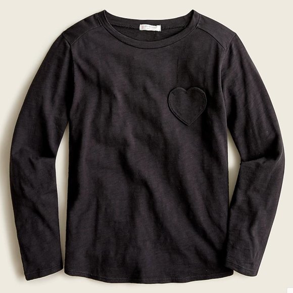 J.Crew Crewcuts Long-Sleeve Crew Neck Heart Pocket T-Shirt, girls M - Picture 2 of 3